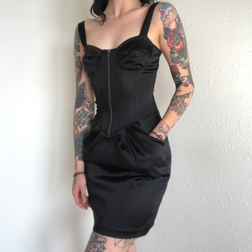 Betsy Johnson Zipper Satin Dress